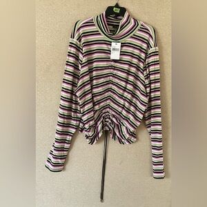 🌾 AFRM Women’s Multi Stripe Mollie Long Slave Drawstring Crop Top